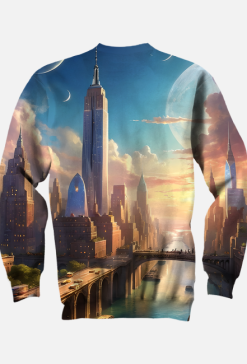 Meska bluza bez kaptura z nadrukiem full print New York 1