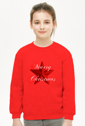 Bluza dziewczęca Merry Christmas Wesołych Świąt czerwona gwiazda