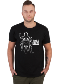Koszulka męska T-shirt dla motocyklisty Rock and Ride