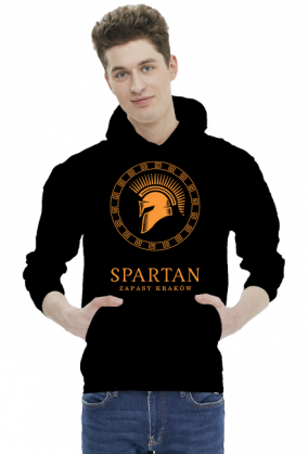 Czarna bluza z kapturem z dużym logo "Spartan Kraków"