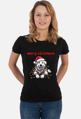 Merry christmas biały owczarek szwajcarski boss