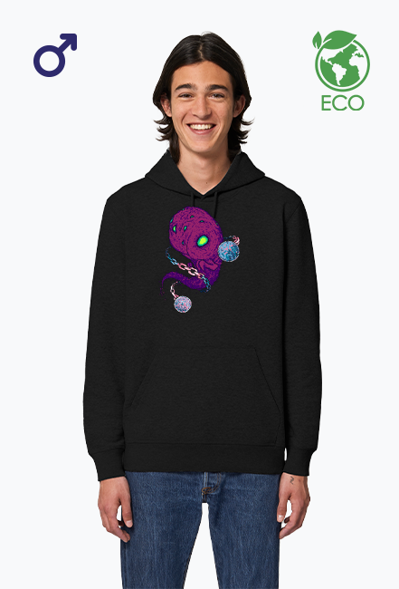 Bluza z Kapturem Męska ECO Kosmiczna Metalowa Zjawa Pixel Art