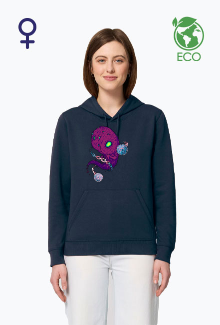 Bluza z Kapturem Damska ECO Kosmiczna Metalowa Zjawa Pixel Art
