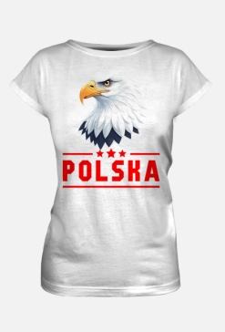 koszulka biała z napisem POLSKA i orłem białym