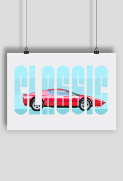 Plakat idealny do garażu, męskie wnętrze supersamochód Ferrari