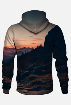 Krzyż, zachód słońca, góry - bluza z kapturem FullPrint