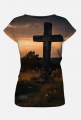 Krzyż, zachód słońca - koszulka damska FullPrint