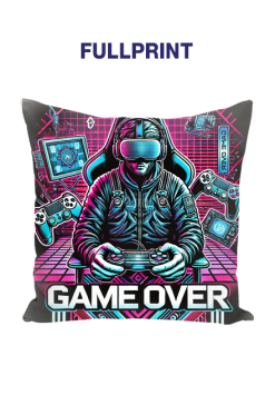 Cyberpunkowy Gracz w VR – Poduszka Full Print z Neonowymi Efektami