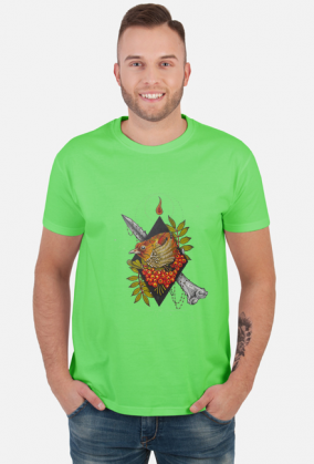 Koszulka Słowik na jarzębinie, T-shirt Nightingale on the rowan tree