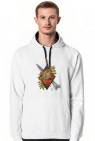 Bluza z kapturemębinie, Hoodie Nightingale on the rowan tree Słowik na jarz