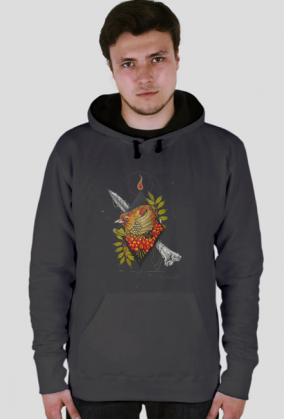 Bluza z kapturemębinie, Hoodie Nightingale on the rowan tree Słowik na jarz