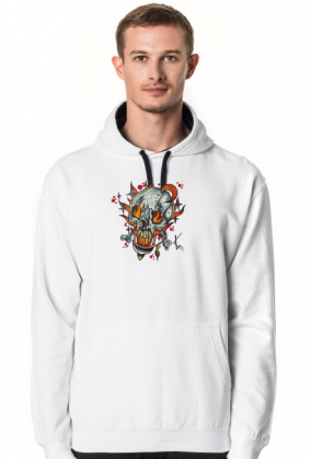 Bluza z kapturem Płonąca wampirza czaszka, Hoodie Flaming vampire skull