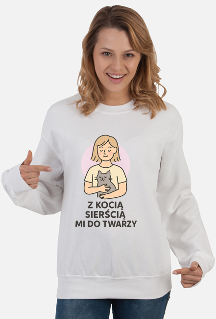 Bluza damska Z kocią sierścią mi do twarzy - humor dla kociarzy