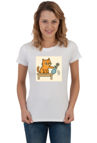 Złośliwy śmieszny kot koszulka damska