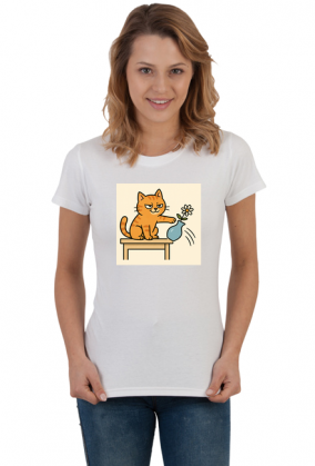 Złośliwy śmieszny kot koszulka damska
