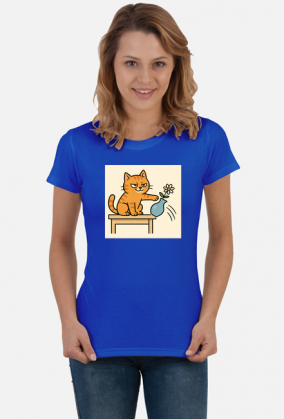 Złośliwy śmieszny kot koszulka damska