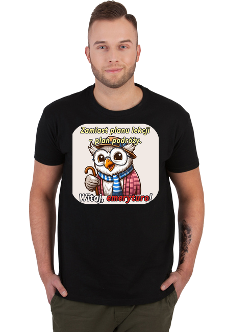 Koszulka - dla nauczyciela, wykładowcy, profesora - "Zamiast planu lekcji – plan podróży. Witaj, emeryturo!"