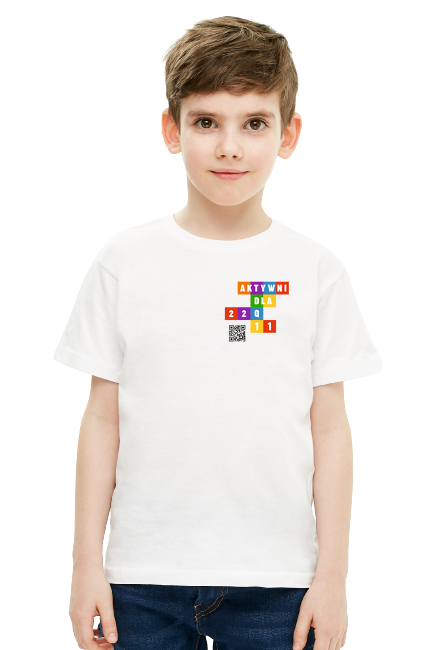Koszulka chłopięca #AktywniDla22q11 - małe logo