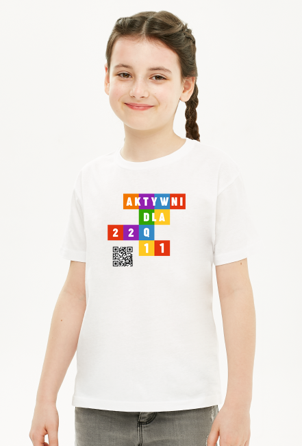 Koszulka dziewczęca #AktywniDla22q11 - duże logo