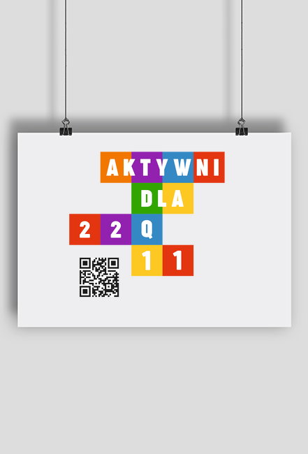 Plakat z logotypem i QR codem - poziom