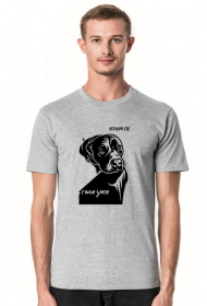 Koszulka z psem – „Kocham Cię. I Twoje żarcie.” | prezent dla psiarza. Zabawny nadruk z amstaffem.