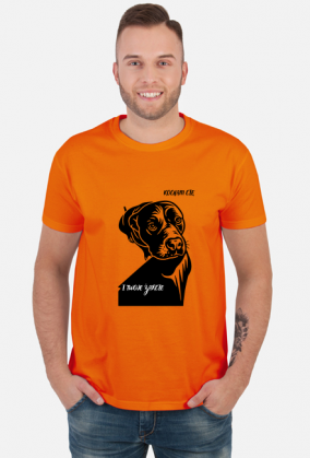 Koszulka z psem – „Kocham Cię. I Twoje żarcie.” | prezent dla psiarza. Zabawny nadruk z amstaffem.