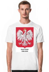 Koszulka z herbem Polski z lat 1990-2025.