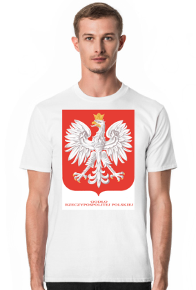 Koszulka z obowiązującym aktualnie herbem Polski.