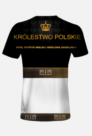 Oryginalna i oficjalna koszulka full print męska Królestwa Polskiego pod Panowaniem Królowej Polski Angeliny I i Króla Polski Patryka Wielkiego.