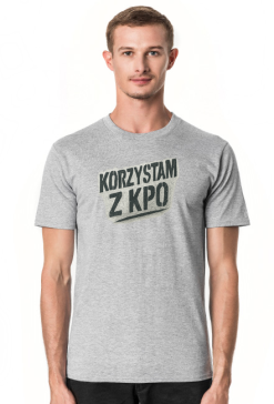 Korzystam z KPO śmieszna koszulka męska memiczna