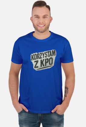 Korzystam z KPO śmieszna koszulka męska memiczna