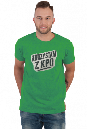 Korzystam z KPO śmieszna koszulka męska memiczna