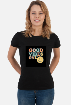 Koszulka damska "good vibes only - kolorowy nadruk