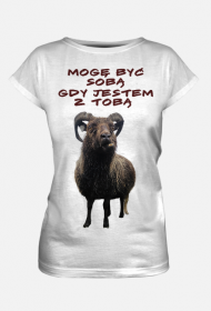 koszulka damska biała Mogę być sobą gdy jestem z tobą