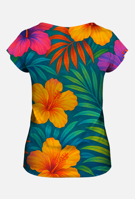 Koszulka Damska – „Kubańska krew – polskie nogi” - hibiskus