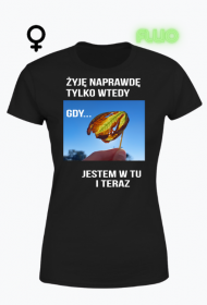 Koszulka damska czarna Żyję naprawdę tylko gdy