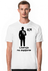 T-shirt biały męski - 0,7l Licencja na zapijanie