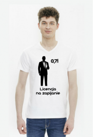 T-shirt biały w serek - 0,7l Licencja na zapijanie