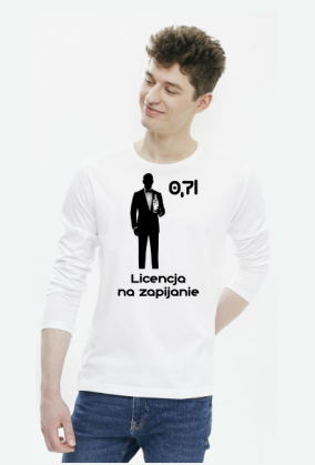 Koszulka męska biała długi rękaw - 0,7l