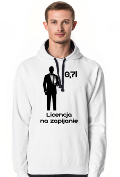 Bluza z kapturem biała - 0,7l Licencja na zapijanie