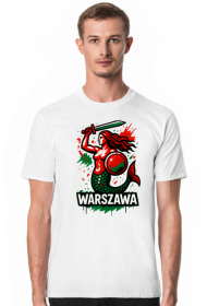 Biała koszulka męska – Syrenka Warszawska