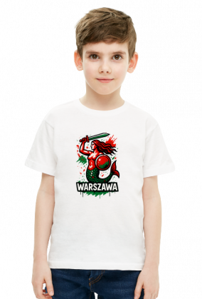 Biała koszulka dziecięca - Syrenka Warszawska