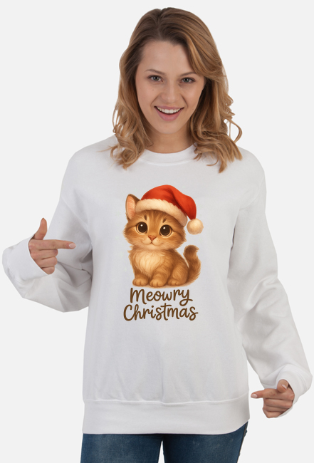 Bluza damska Kot świąteczny „Meowry Christmas”