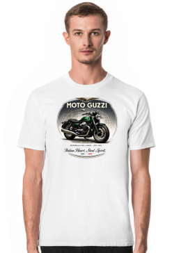 Koszulka Moto Guzzi Italian Heart Steel Spirit – Mandello del Lario 1921, motocykl włoski, biker