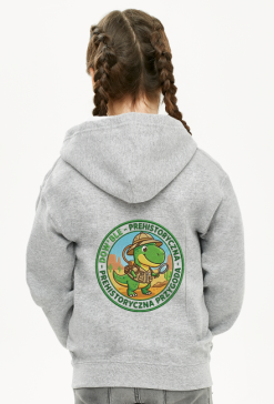 Rozpinana bluza z kapturem "Dino-Badacz" – DOW BLE Adventure Grey
