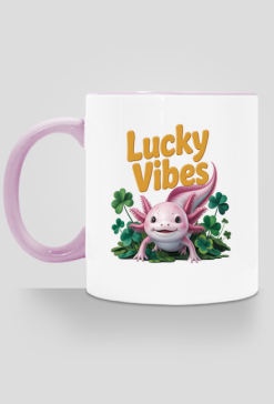 Kubek "Lucky Vibes" - Różowy Aksolotl i Koniczynki