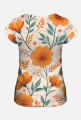 Koszulka Damska FullPrint – Pomarańczowe Kwiaty Floral Design