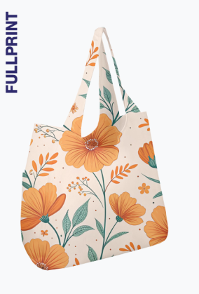 Eko Torba na Ramię – Pomarańczowe Kwiaty Floral Design