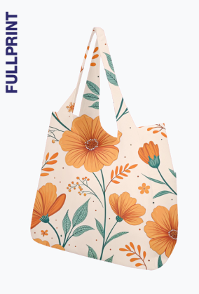 Eko Torba na Ramię – Pomarańczowe Kwiaty Floral Design