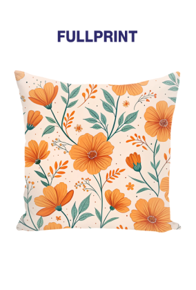 Poduszka FullPrint – Pomarańczowe Kwiaty Floral Design